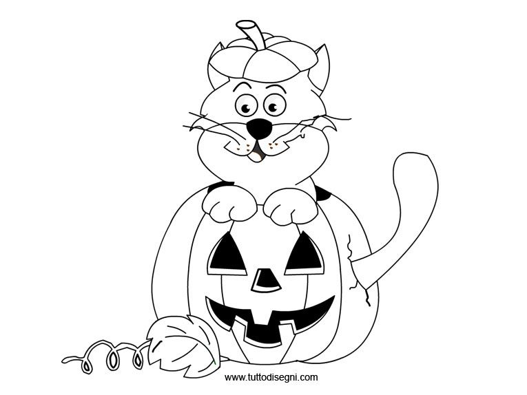 Citrouille chat, Halloween, Coloriage